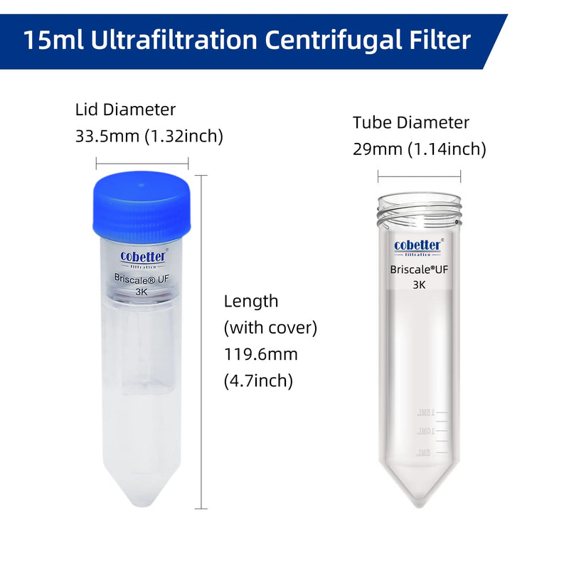15ml centrifuge tube filter diameter