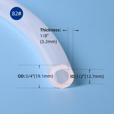 82# tubing, ID 1/2''(12.7mm), OD 3/4''(19.1mm), thickness 1/8''(3.2mm)