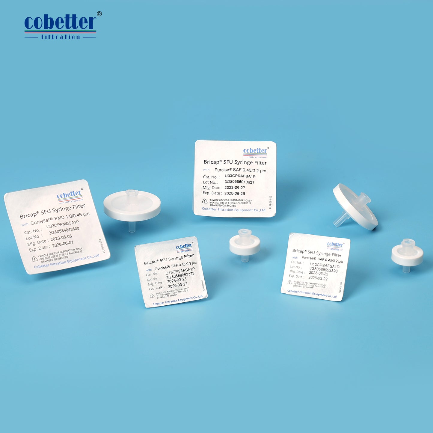 COBETTER High Flux Hydrophilic PVDF Syringe Filters, Prefilter, Autoclavable, Individually Packed 100pcs/pk