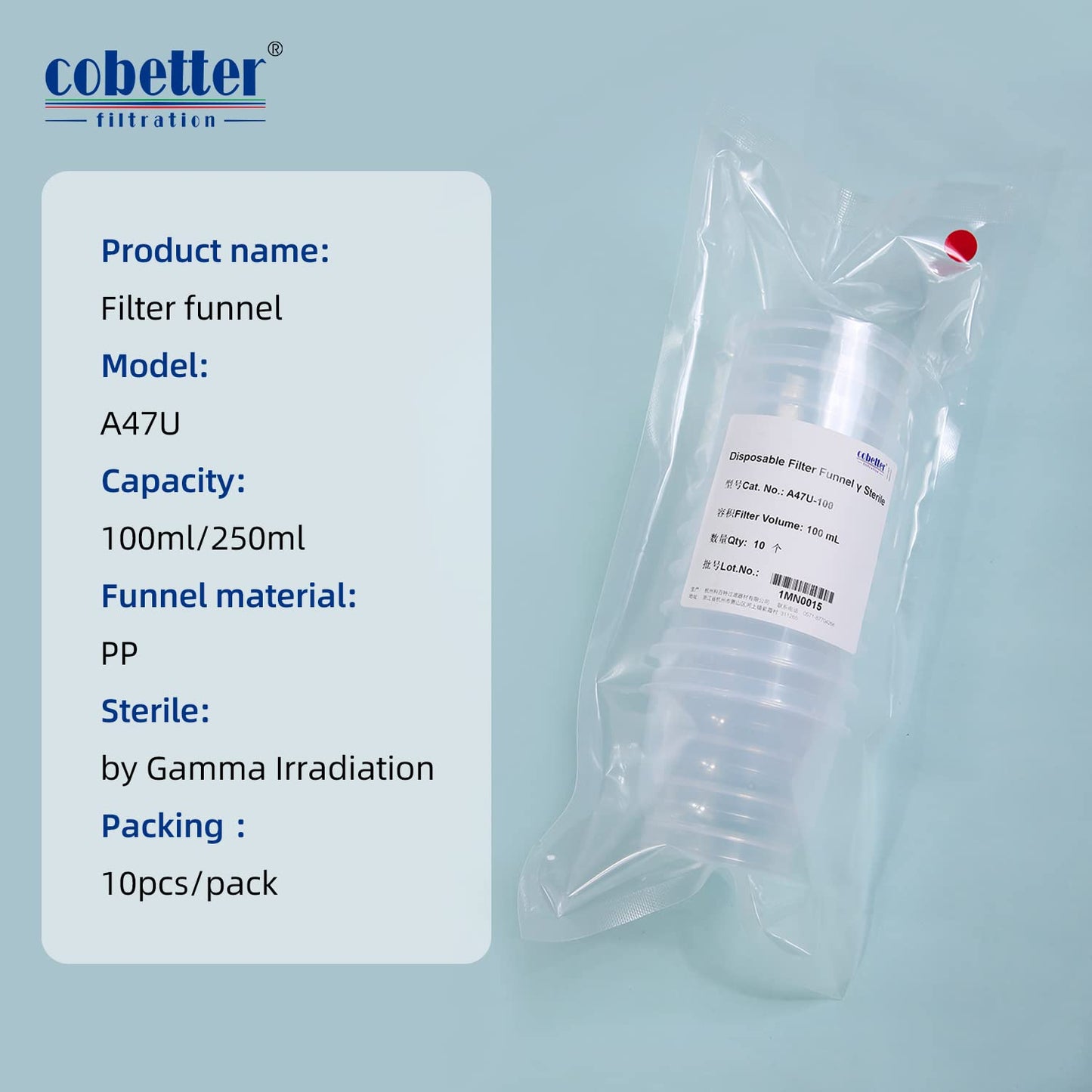 COBETTER Funnel, Without Membrane, Sterile, 250mL