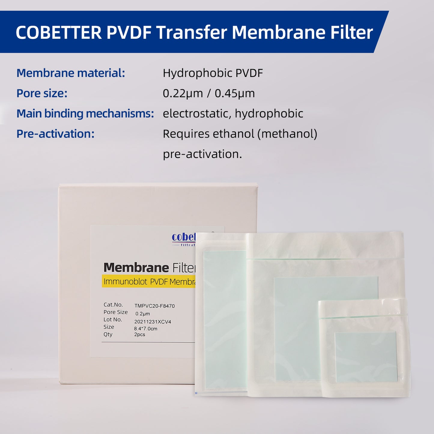 COBETTER 84 × 70mm PVDF Transfer Membranes