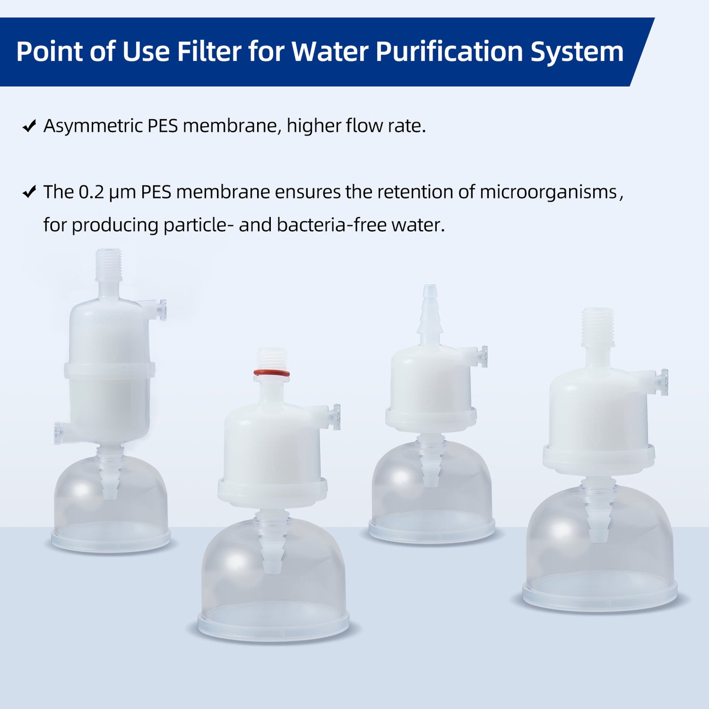 COBETTER Point of Use Filter 0.2μm PES Membrane 150 cm² for Water Purification System