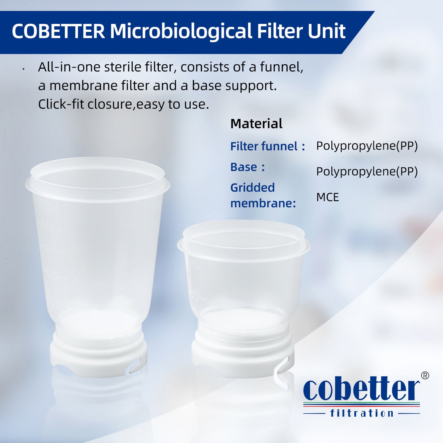 COBETTER Ready To Use Filter Unit, Sterile, 250mL